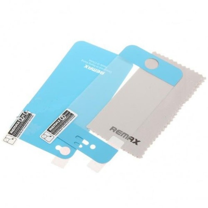 Folie iPhone 4/4S tip skin albastra fata si spate cu carpita curatare Remax